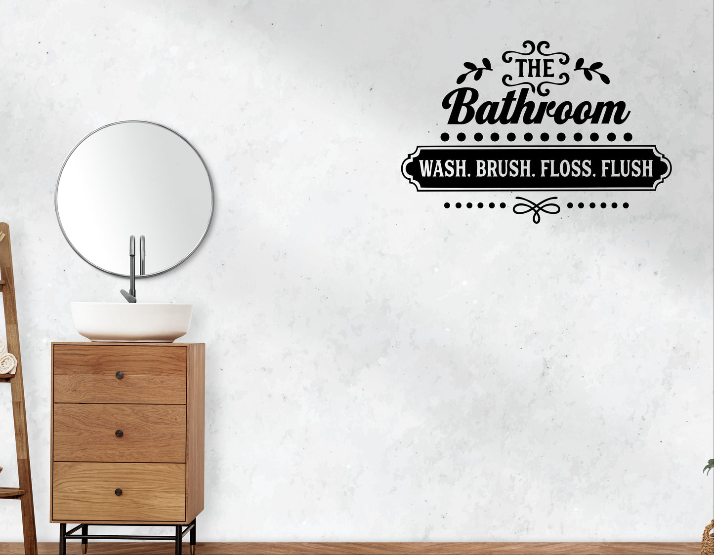 “The Bathroom” Wall Decal – Wash, Brush, Floss, Flush | Premium Vinyl Bathroom Decor