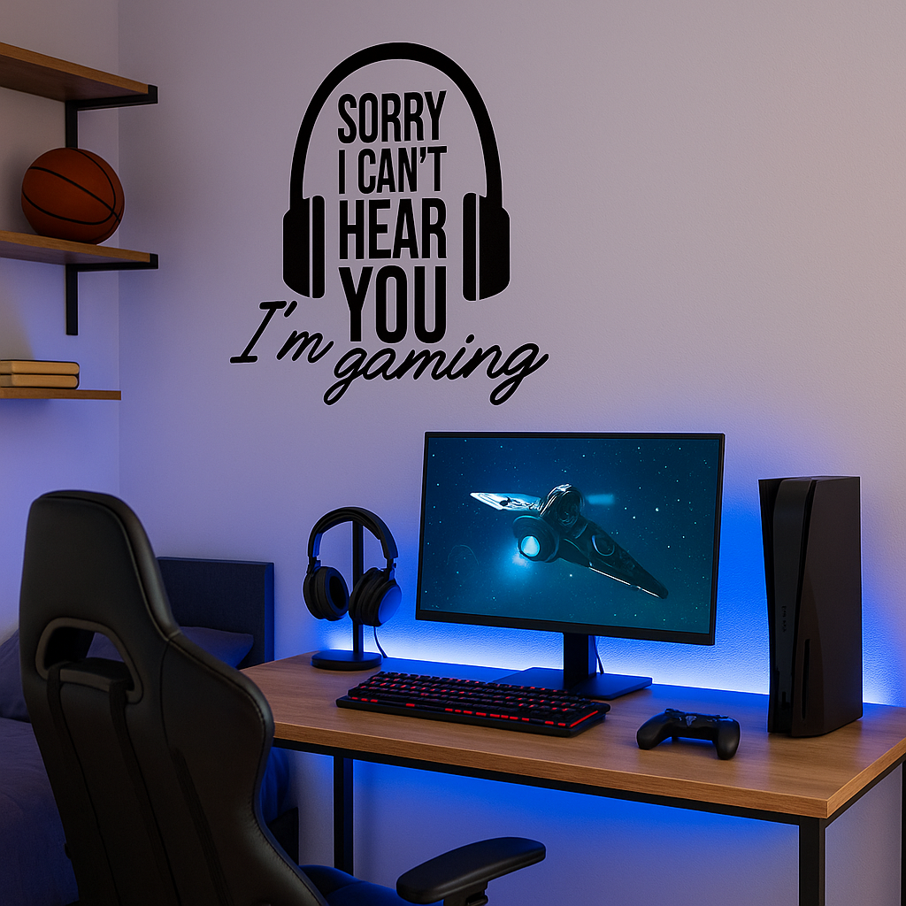 Sorry I Can’t Hear You I’m Gaming – Vinyl Wall Decal