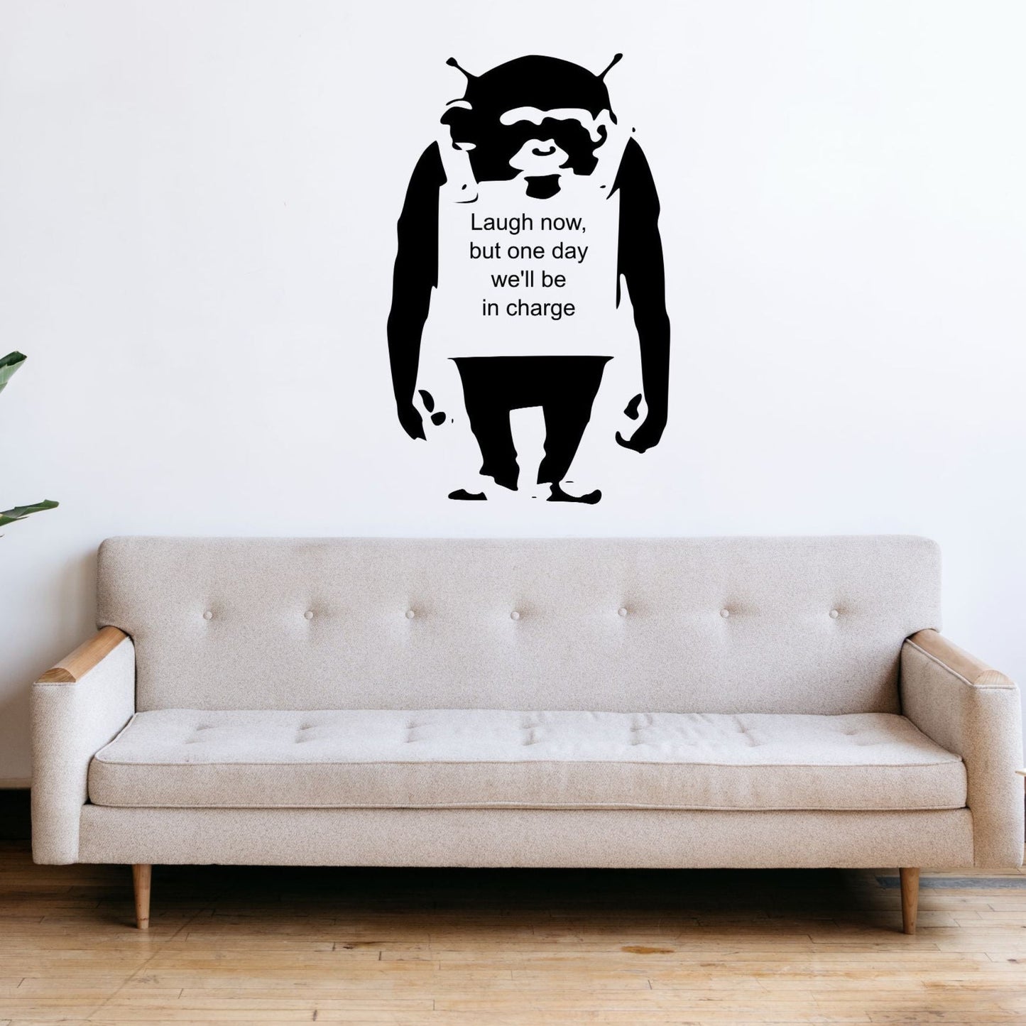 Bansky Monkey Laugh - Vinyl Wall Decal | Urban Street Art Style Wall Sticker