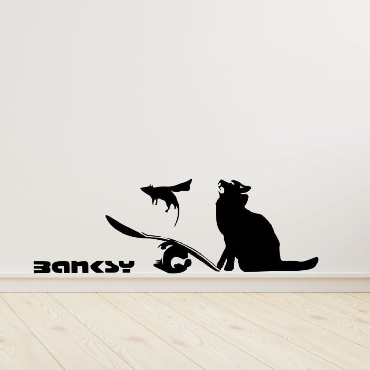 Bansky Cat & Mouse - Vinyl Wall Decal | Urban Street Art Style Wall Sticker