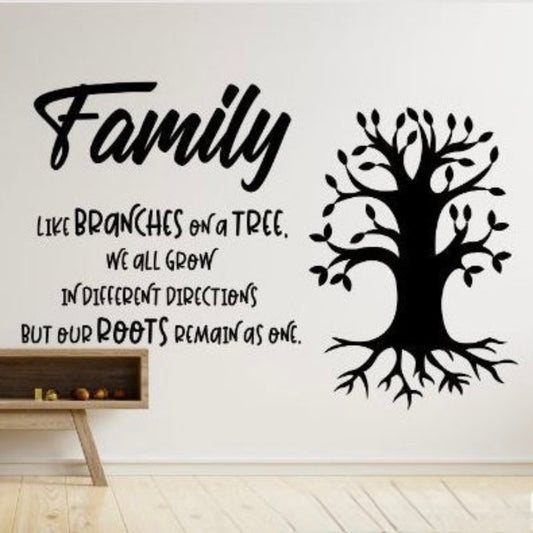 Family Tree Wall Decal – Inspirational Quote & Tree Vinyl Wall Sticker