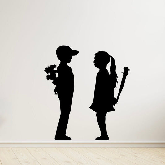 Bansky Girl/Boy - Vinyl Wall Decal | Urban Street Art Style Wall
