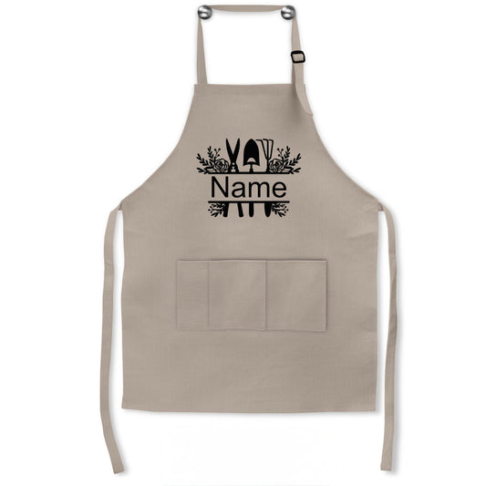 Personalised Gardening Apron – Custom Name Garden Gift | Practical Tool Apron with Pockets