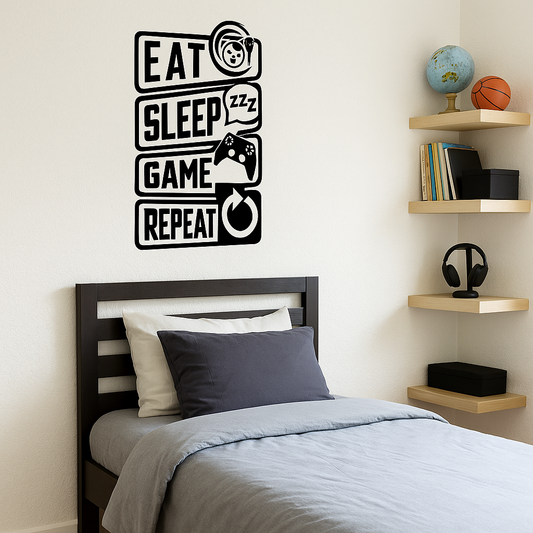Eat Sleep Game Repeat – Vinyl Wall Decal