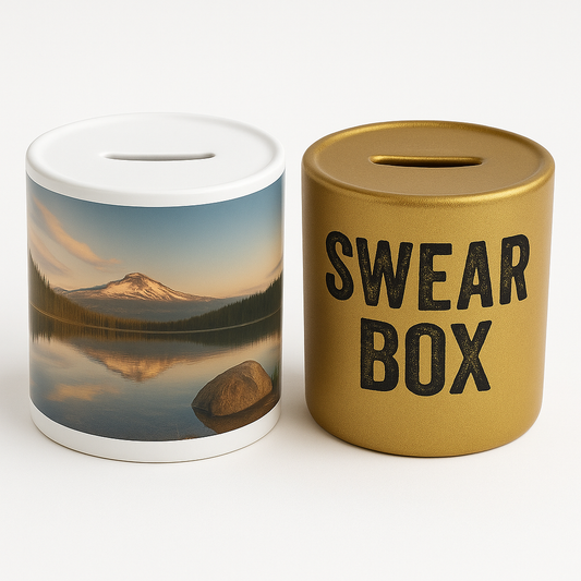 Custom Ceramic Money Box – Personalised, Photo Wrap & Swear Box Designs