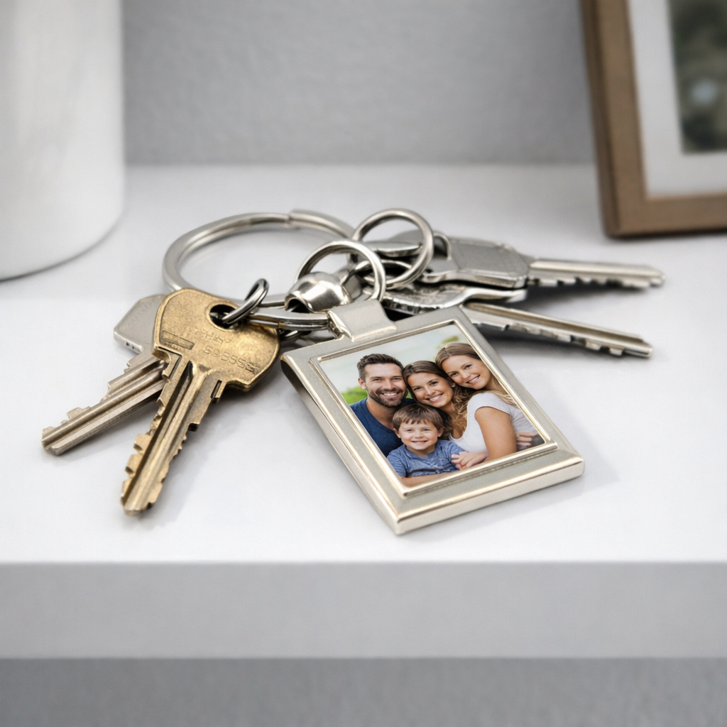 Personalised Family Photo Keyring – Custom Metal Picture Keychain