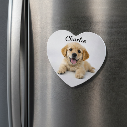 Personalised Heart Photo Fridge Magnet – Pet Name & Photo