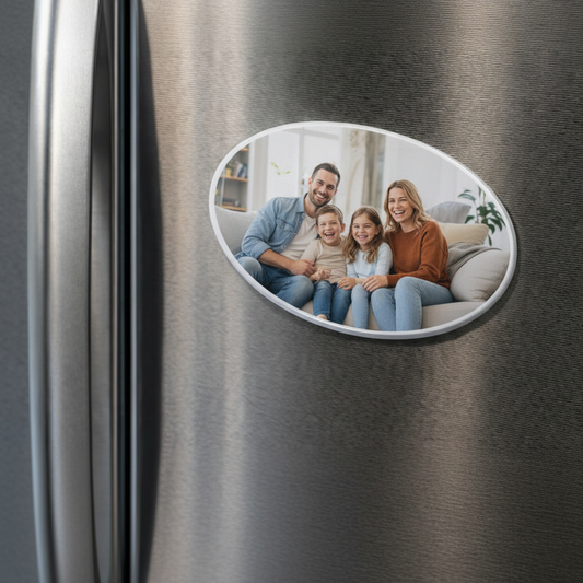 Personalised Oval Photo Fridge Magnet – Custom Family Photo
