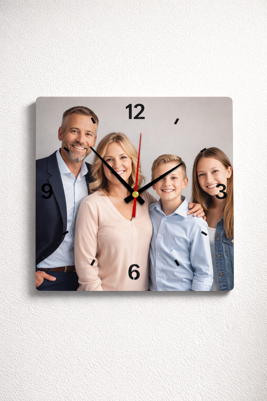 Personalised Square Photo Wall Clock – Sublimation Aluminium