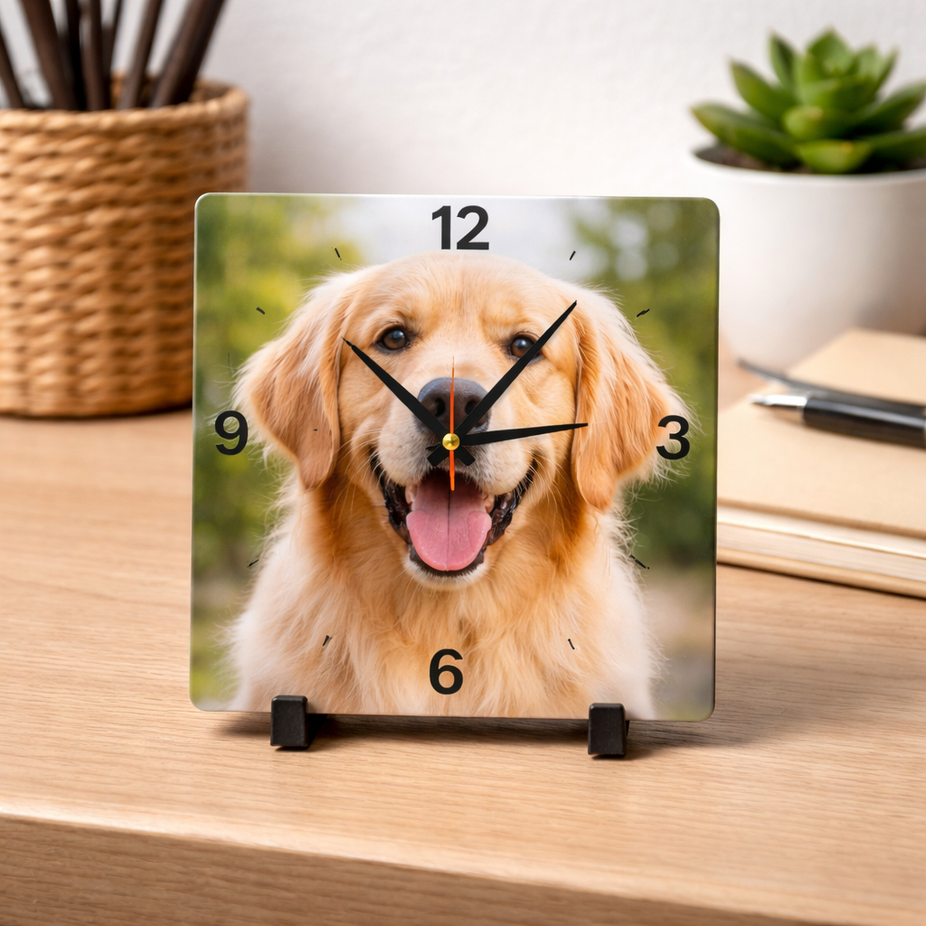 Personalised Square Photo Wall Clock – Sublimation Aluminium