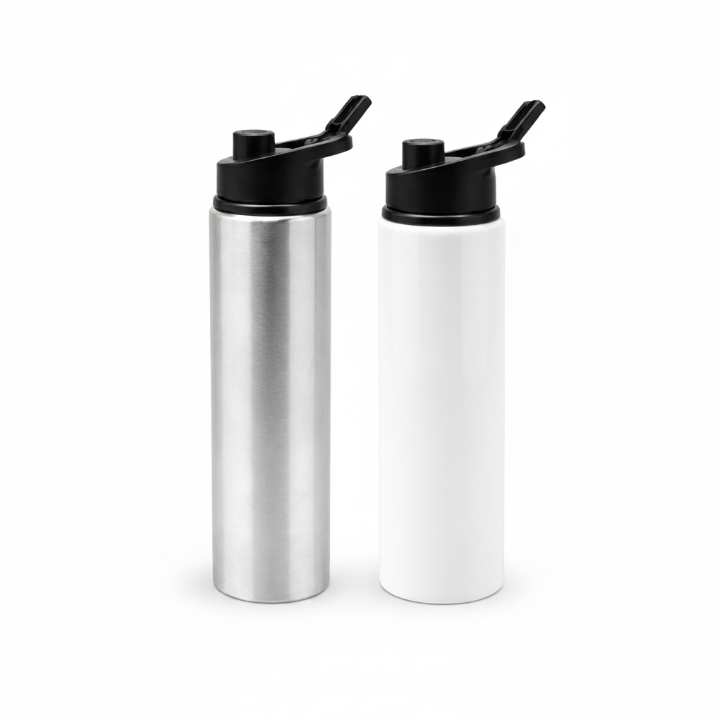 Personalised Stainless Steel Water Bottle – Flip Lid (White or Silver)