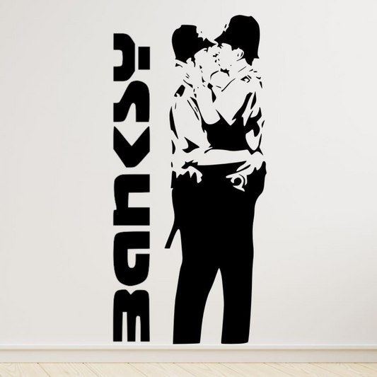 Bansky Kissing Policemen - Vinyl Wall Decal | Urban Street Art Style Wall Sticker