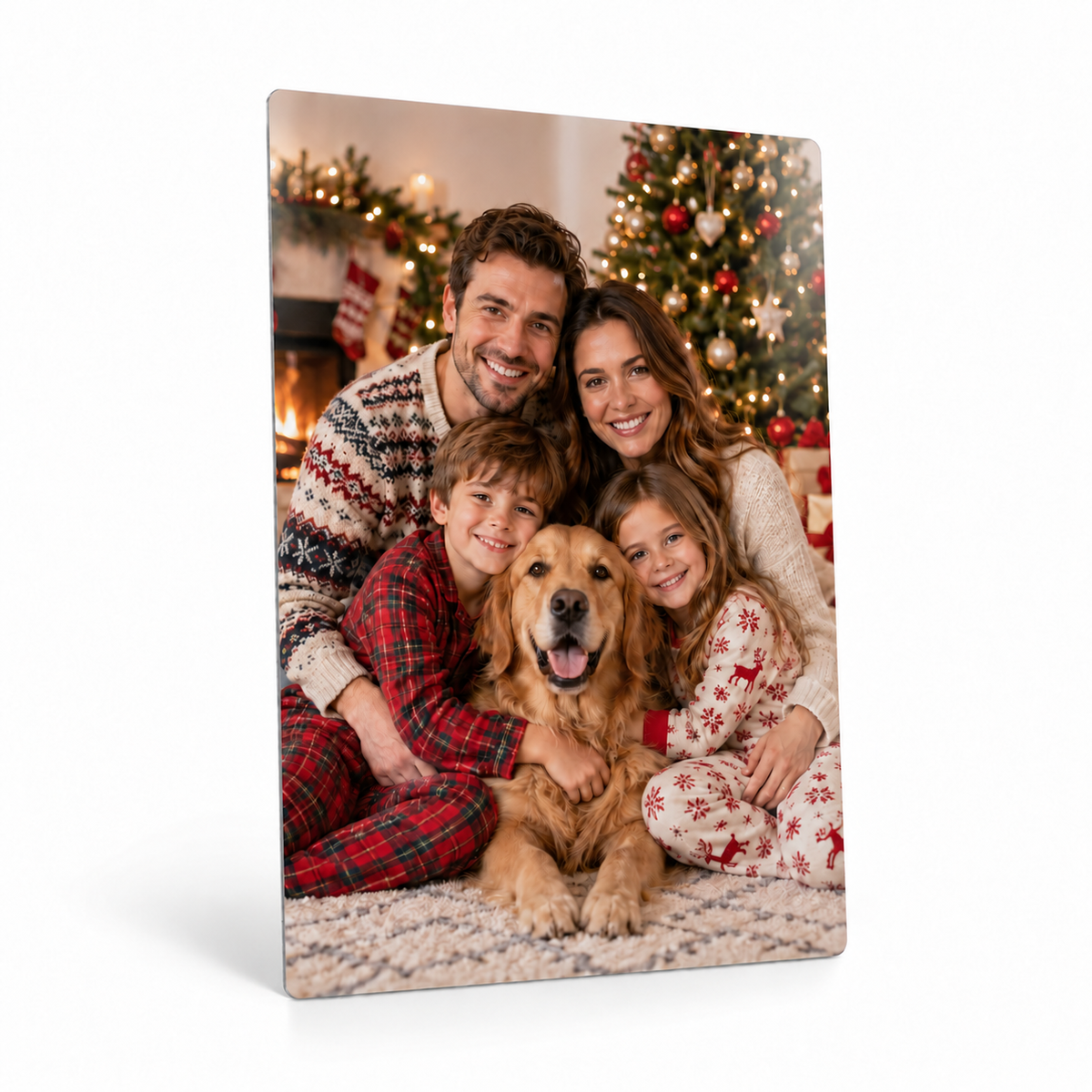 Personalised A4 aluminium family photo panel with ultra-slim 1 mm edge