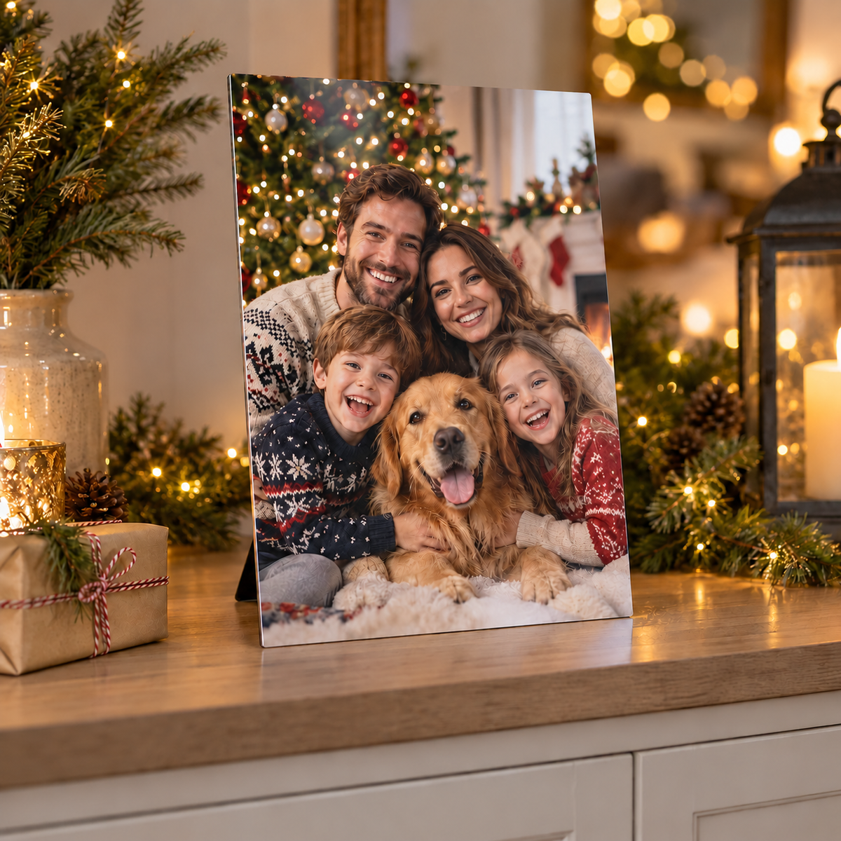 Ultra-slim 1 mm A4 aluminium photo panel displayed at Christmas