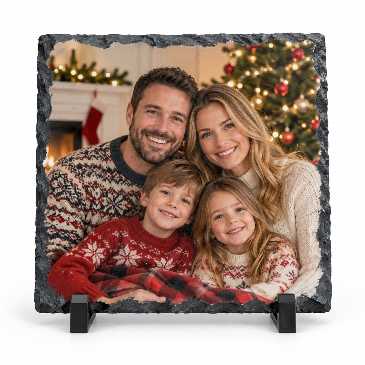Personalised 19 x 19 cm family photo slate Christmas gift