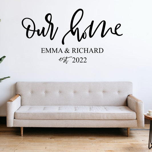 Personalised “Our Home” Name Vinyl Wall Decal