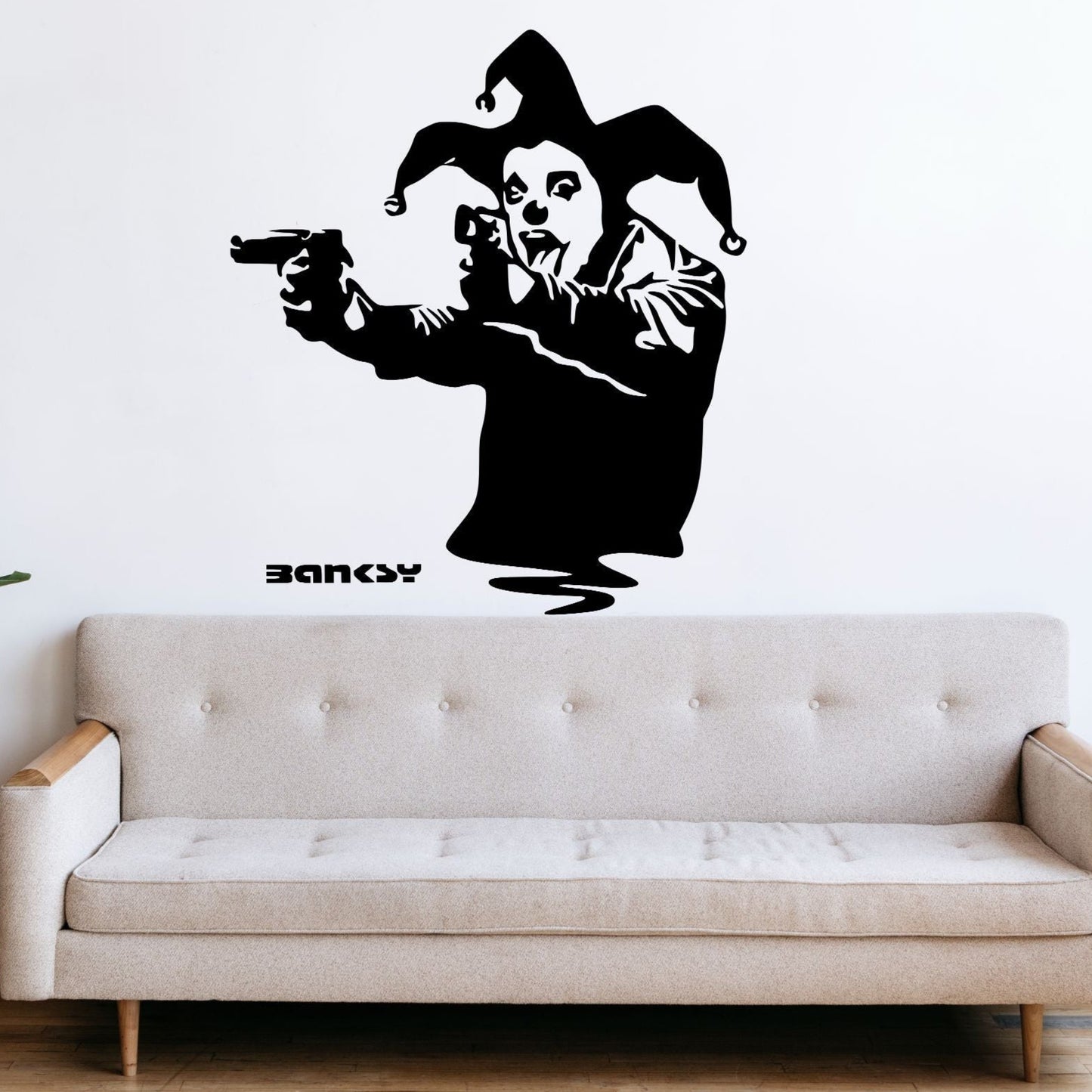 Bansky Gun Clown - Vinyl Wall Decal | Urban Street Art Style Wall