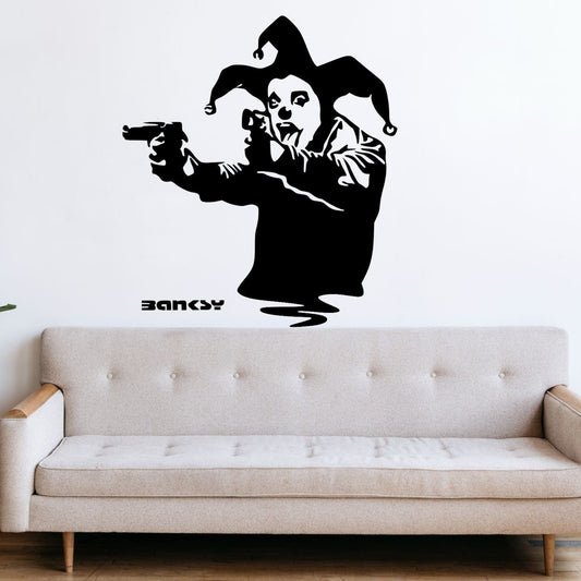 Bansky Gun Clown - Vinyl Wall Decal | Urban Street Art Style Wall