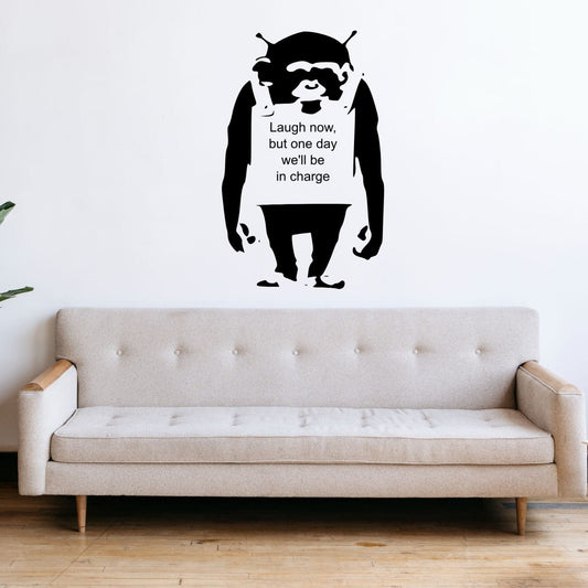 Bansky Monkey Laugh - Vinyl Wall Decal | Urban Street Art Style Wall Sticker