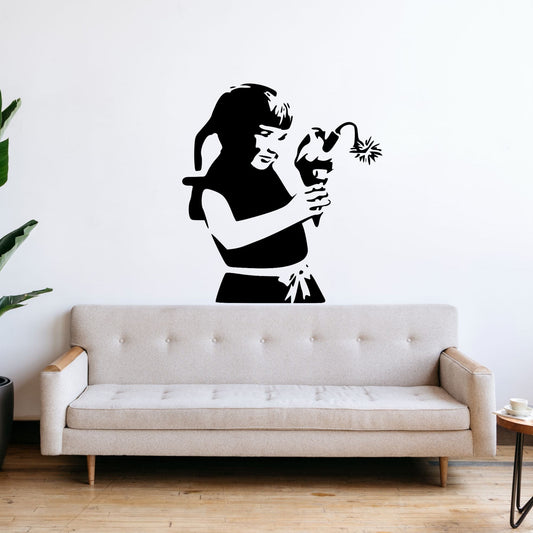 Bansky Ice Cream Cone - Vinyl Wall Decal | Urban Street Art Style Wall Sticker