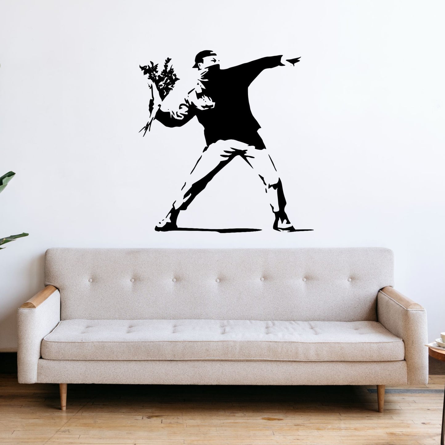 Bansky Flower Through - Vinyl Wall Decal | Urban Street Art Style Wall