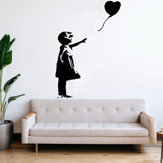 Bansky Girl Heart - Vinyl Wall Decal | Urban Street Art Style Wall Sticker